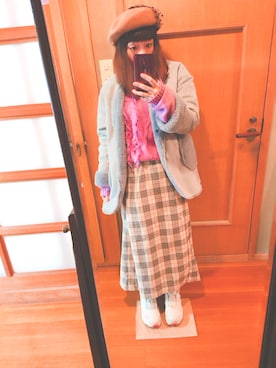 「POU DOU DOU（プードゥドゥ）のアイテム（ムートンコート）」を使った、ユーリさん（レディース・152cm）の冬コーディネート