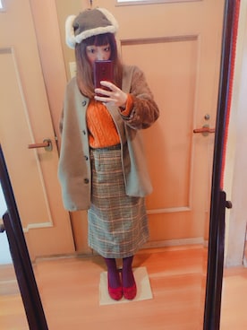 「Crisp（クリスプ）のアイテム（ノーカラージャケット）」を使った、ユーリさん（レディース・152cm）の冬コーディネート