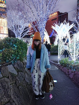 「POU DOU DOU（プードゥドゥ）のアイテム（ムートンコート）」を使った、ユーリさん（レディース・152cm）の冬コーディネート