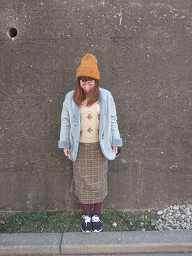 「POU DOU DOU（プードゥドゥ）のアイテム（ムートンコート）」を使った、ユーリさん（レディース・152cm）の冬コーディネート