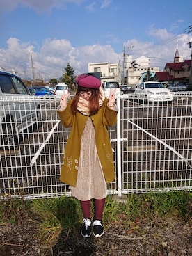 「POU DOU DOU（プードゥドゥ）のアイテム（チェスターコート）」を使った、ユーリさん（レディース・152cm）の冬コーディネート
