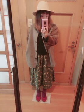 「Crisp（クリスプ）のアイテム（ノーカラージャケット）」を使った、ユーリさん（レディース・152cm）の冬コーディネート