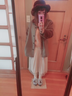「Crisp（クリスプ）のアイテム（ノーカラージャケット）」を使った、ユーリさん（レディース・152cm）の冬コーディネート