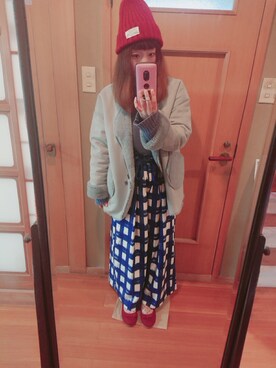 「POU DOU DOU（プードゥドゥ）のアイテム（ムートンコート）」を使った、ユーリさん（レディース・152cm）の冬コーディネート