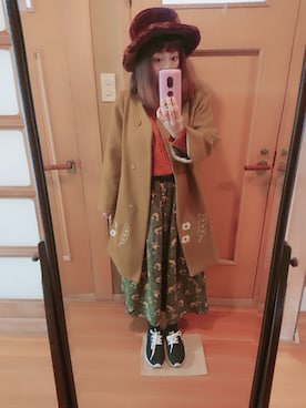「POU DOU DOU（プードゥドゥ）のアイテム（チェスターコート）」を使った、ユーリさん（レディース・152cm）の冬コーディネート