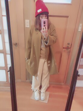 「POU DOU DOU（プードゥドゥ）のアイテム（チェスターコート）」を使った、ユーリさん（レディース・152cm）の春コーディネート