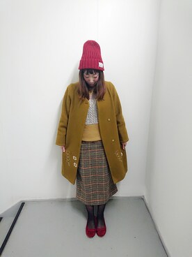 「POU DOU DOU（プードゥドゥ）のアイテム（チェスターコート）」を使った、ユーリさん（レディース・152cm）の春コーディネート