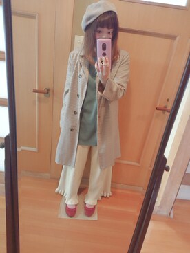「POU DOU DOU（プードゥドゥ）のアイテム（ハンチング/ベレー帽）」を使った、ユーリさん（レディース・152cm）の春コーディネート