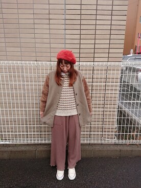 「Crisp（クリスプ）のアイテム（ノーカラージャケット）」を使った、ユーリさん（レディース・152cm）の秋コーディネート