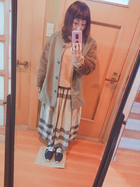「Crisp（クリスプ）のアイテム（ノーカラージャケット）」を使った、ユーリさん（レディース・152cm）の冬コーディネート