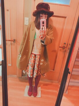 「POU DOU DOU（プードゥドゥ）のアイテム（チェスターコート）」を使った、ユーリさん（レディース・152cm）の冬コーディネート