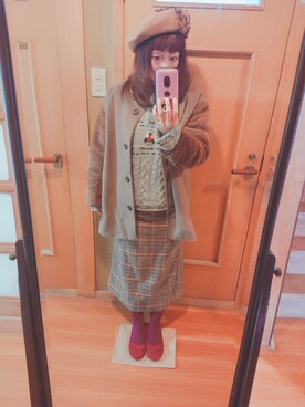 「Crisp（クリスプ）のアイテム（ノーカラージャケット）」を使った、ユーリさん（レディース・152cm）の冬コーディネート