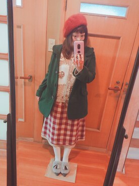 「アイテム（パンプス、グレー系）」を使った、ユーリさん（レディース・152cm）の冬コーディネート