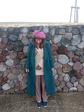 「POU DOU DOU（プードゥドゥ）のアイテム（チェスターコート）」を使った、ユーリさん（レディース・152cm）の冬コーディネート
