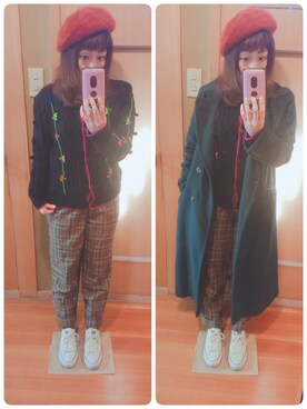 「POU DOU DOU（プードゥドゥ）のアイテム（チェスターコート）」を使った、ユーリさん（レディース・152cm）の冬コーディネート