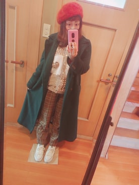 「POU DOU DOU（プードゥドゥ）のアイテム（チェスターコート）」を使った、ユーリさん（レディース・152cm）の冬コーディネート