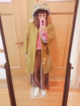 「POU DOU DOU（プードゥドゥ）のアイテム（チェスターコート）」を使った、ユーリさん（レディース・152cm）の冬コーディネート