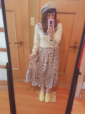 「POU DOU DOU（プードゥドゥ）のアイテム（ハンチング/ベレー帽）」を使った、ユーリさん（レディース・152cm）の春コーディネート