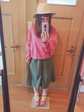 「POU DOU DOU（プードゥドゥ）のアイテム（スウェット）」を使った、ユーリさん（レディース・152cm）の春コーディネート