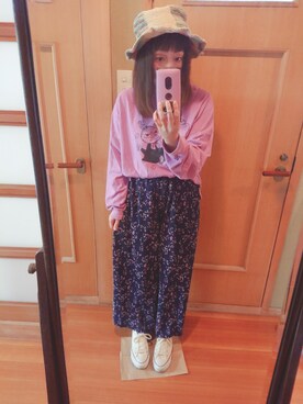 「MOOMIN（ムーミン）のアイテム（トップス）」を使った、ユーリさん（レディース・152cm）の春コーディネート