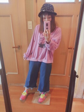 「MOOMIN（ムーミン）のアイテム（トップス）」を使った、ユーリさん（レディース・152cm）の夏コーディネート