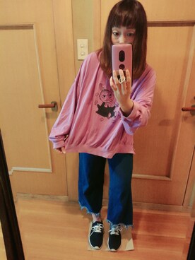 「MOOMIN（ムーミン）のアイテム（トップス）」を使った、ユーリさん（レディース・152cm）の秋コーディネート