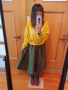 「POU DOU DOU（プードゥドゥ）のアイテム（スウェット）」を使った、ユーリさん（レディース・152cm）の秋コーディネート