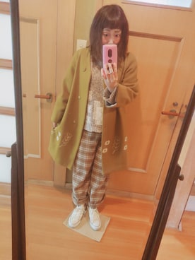 「POU DOU DOU（プードゥドゥ）のアイテム（チェスターコート）」を使った、ユーリさん（レディース・152cm）の冬コーディネート