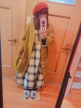 「POU DOU DOU（プードゥドゥ）のアイテム（チェスターコート）」を使った、ユーリさん（レディース・152cm）の冬コーディネート
