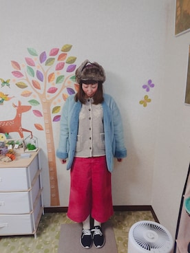 「POU DOU DOU（プードゥドゥ）のアイテム（ムートンコート）」を使った、ユーリさん（レディース・152cm）の冬コーディネート