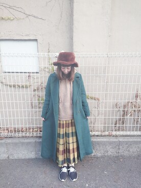 「POU DOU DOU（プードゥドゥ）のアイテム（チェスターコート）」を使った、ユーリさん（レディース・152cm）の冬コーディネート