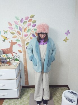 「POU DOU DOU（プードゥドゥ）のアイテム（ムートンコート）」を使った、ユーリさん（レディース・152cm）の冬コーディネート