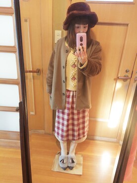「Crisp（クリスプ）のアイテム（ノーカラージャケット）」を使った、ユーリさん（レディース・152cm）の冬コーディネート