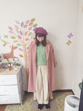「Crisp（クリスプ）のアイテム（チェスターコート）」を使った、ユーリさん（レディース・152cm）の冬コーディネート