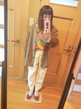 「Crisp（クリスプ）のアイテム（ノーカラージャケット）」を使った、ユーリさん（レディース・152cm）の冬コーディネート