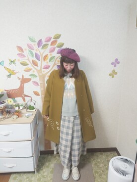 「POU DOU DOU（プードゥドゥ）のアイテム（チェスターコート）」を使った、ユーリさん（レディース・152cm）の冬コーディネート
