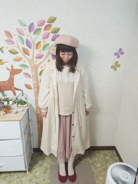 「Crisp（クリスプ）のアイテム（ステンカラーコート）」を使った、ユーリさん（レディース・152cm）の春コーディネート