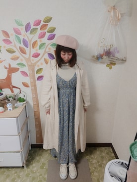 「Crisp（クリスプ）のアイテム（ステンカラーコート）」を使った、ユーリさん（レディース・152cm）の春コーディネート