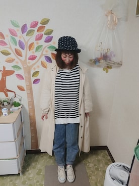 「Crisp（クリスプ）のアイテム（ステンカラーコート）」を使った、ユーリさん（レディース・152cm）の春コーディネート
