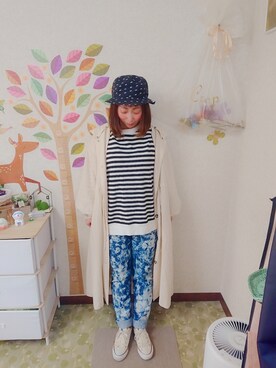 「Crisp（クリスプ）のアイテム（ステンカラーコート）」を使った、ユーリさん（レディース・152cm）の春コーディネート