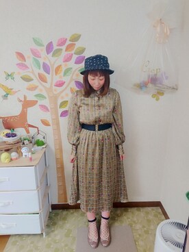 「BASE（ベース）のアイテム（ワンピース/ドレス）」を使った、ユーリさん（レディース・152cm）の春コーディネート