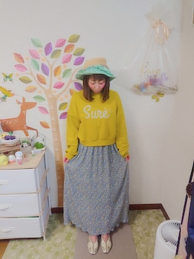 「POU DOU DOU（プードゥドゥ）のアイテム（スウェット）」を使った、ユーリさん（レディース・152cm）の春コーディネート