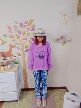 「MOOMIN（ムーミン）のアイテム（トップス）」を使った、ユーリさん（レディース・152cm）の春コーディネート