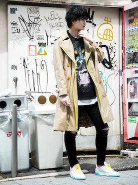 「chanel」｜「アイテム（トレンチコート）」を使った、もりたんさん（メンズ・185cm）の春コーディネート