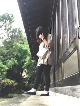 「ノーカラーシャツ」｜「アイテム（アナログ腕時計）」を使った、マポさん（レディース・156cm）の夏コーディネート