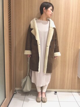 「足袋」｜「アイテム（ムートンコート）」を使った、さるちゃわさん（レディース・160cm）の冬コーディネート