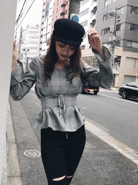 「LIPSERVICE（リップサービス）のアイテム（帽子）」を使った、あやちゃるさんさん（レディース・163cm）の秋コーディネート