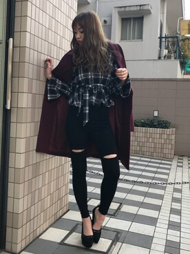 「LIPSERVICE（リップサービス）のアイテム（チェスターコート）」を使った、あやちゃるさんさん（レディース・163cm）の冬コーディネート