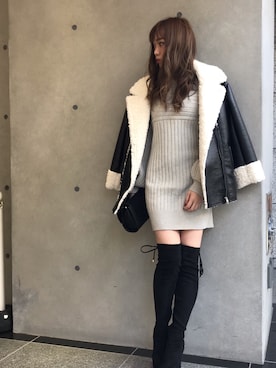 「LIPSERVICE（リップサービス）のアイテム（その他アウター）」を使った、あやちゃるさんさん（レディース・163cm）の冬コーディネート