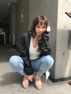 「LIPSERVICE（リップサービス）のアイテム（ブルゾン）」を使った、あやちゃるさんさん（レディース・163cm）の春コーディネート